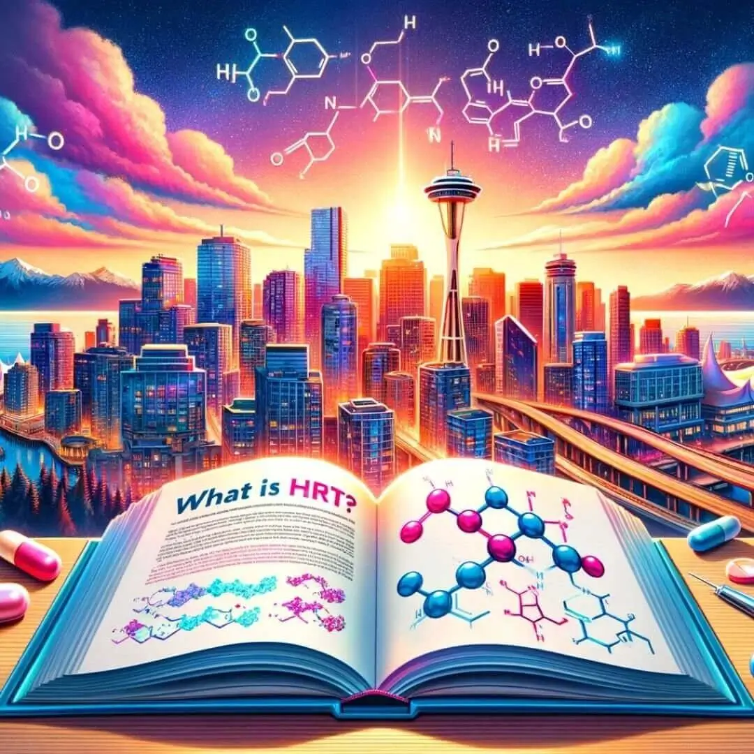 HRT explained with vibrant cityscape and molecular diagrams cover image